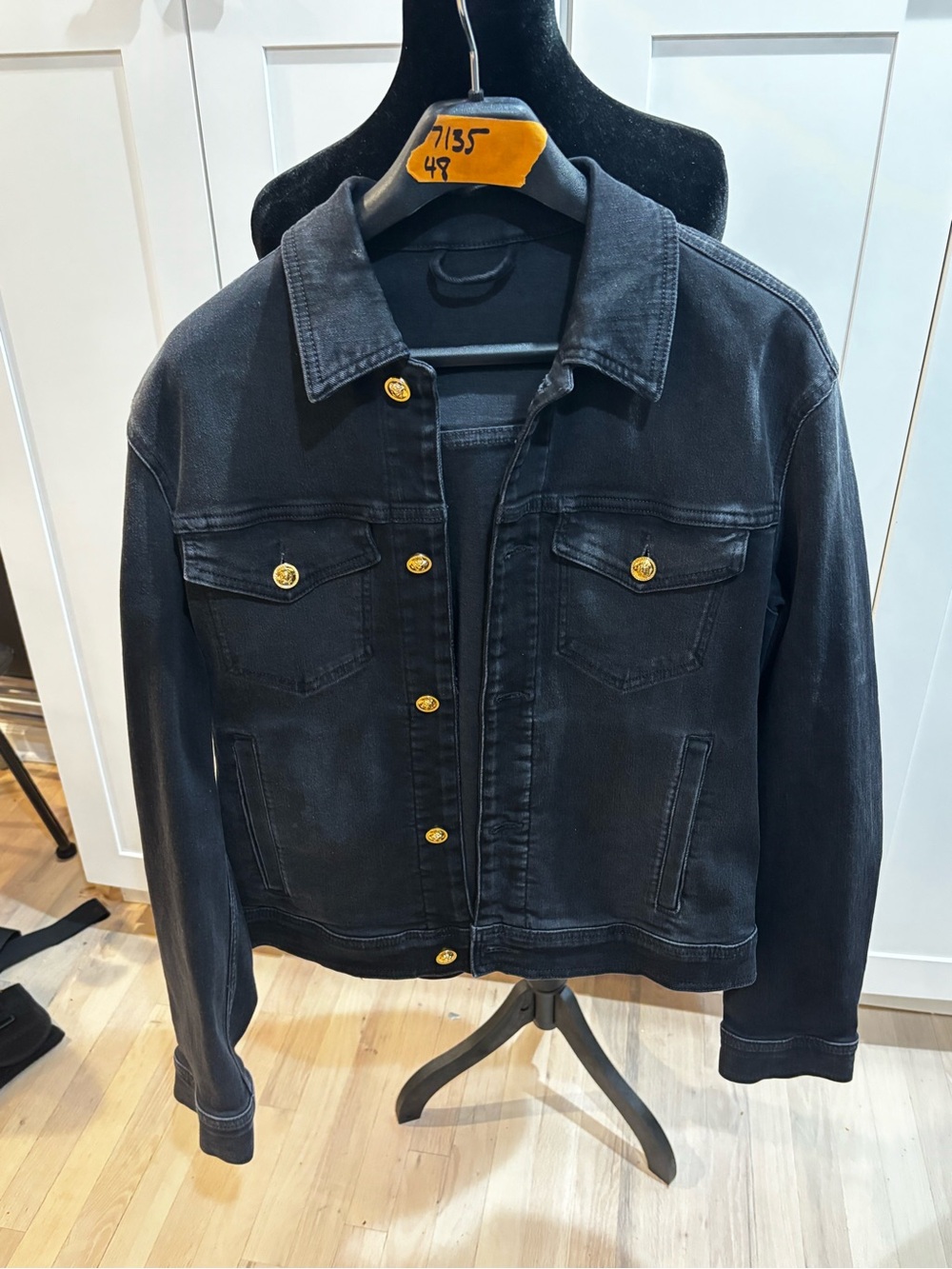 Versace Black Blouson Denim Stretch Jean Jacket